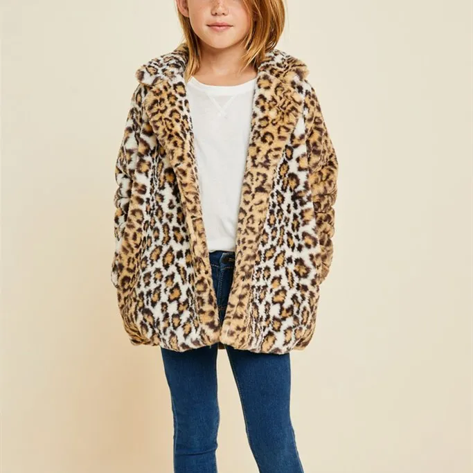 Los niños al por mayor de las muchachas de la ropa de los niños de moda de invierno de diseño de leopardo impermeable niños abrigo