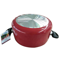 Petits pots de cuisson de revêtement antiadhésif rouge de quantité minimale de commande 24cm avec la poignée noire d'oreille de double de bakélite