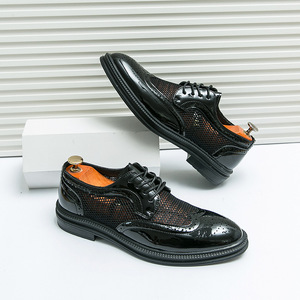 Sandalias de cuero calado transpirables para hombre, zapatos formales de negocios, zapatos casuales de moda para el verano. - Product Image 2