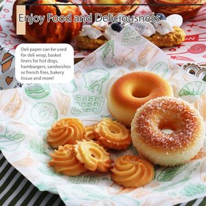 Feuilles de papier alimentaire 12x12 pouces, papier ciré résistant à la graisse <span class=keywords><strong>pour</strong></span> emballage de sandwichs, doublures <span class=keywords><strong>pour</strong></span> paniers alimentaires haut de gamme - Product Image 6