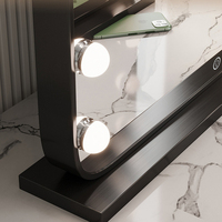 Miroir de maquillage LED de style européen en métal argenté de grande taille avec éclairage intégré, rechargeable par prise secteur, miroir de beauté de bureau