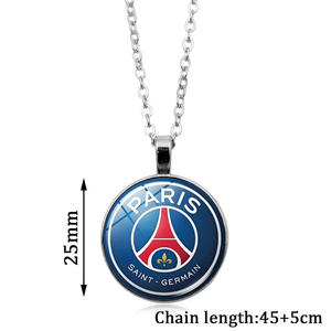 ヨーロッパのサッカークラブ、バルセロナチームのロゴ入り、タイムジェム亜鉛合金ペンダント、竹チェーンネックレス - Product Image 5