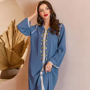 2023 moda tradicional Malasia con capucha Abaya para mujeres más nuevas Dubai vestidos musulmanes elegante lujo abalorios Abaya vestido largo