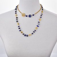 Collier bohème tendance en lapis-lazuli, collier superposé en pierre naturelle élégant, design unique, accessoire quotidien, collier pour femme