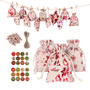 Ensemble de sacs cadeaux de Noël Dry Power, 24 pièces, sacs en coton et lin avec cordon de serrage et autocollants décoratifs pour le compte à rebours des fêtes - Product Image 2