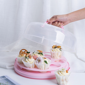 Trasportino per torta rotondo da 10 pollici senza BPA con inserti per uova e cupcake diavolati - Product Image 1