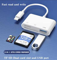 Adaptateur Lecteur de Cartes USB OTG 4-en-1 avec Sortie AC et Protection OTP pour Ordinateur Portable, Téléphone Mobile, Appareil Photo, Mémoire SD/TF - Neuf