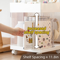 360 °   Étagère à roulettes pivotantes, étagère de rangement portable, support de livre mobile pour salle d'étude, école