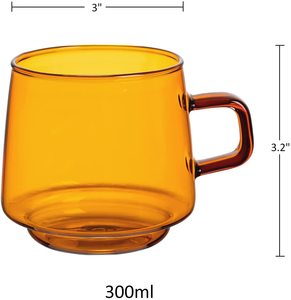 Set di 2 Tazze da Caffè in <span class=keywords><strong>Vetro</strong></span> - Bicchieri Impilabili da 300 ml con Manico - Tazze Colorate per Tè ed <span class=keywords><strong>Espresso</strong></span> - Product Image 5