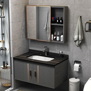 Mueble de Baño de Aluminio Espacial de Estilo Moderno y Lujoso <span class=keywords><strong>Jmo</strong></span>, Combinación Minimalista para Apartamentos Pequeños, Lavabo para Baño - Product Image 2