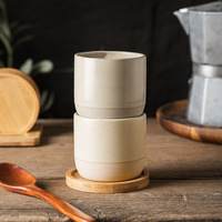 Tasse à café en grès de style japonais, glaçure sésame, tasse à thé en céramique superposée, vaisselle minimaliste pour café et maison