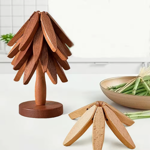 Eco-Friendly Polished Wooden <b>Christmas</b> <b>Tree</b> Shape Table Mats Coasters <b>Holder</b> Trivets for Hot Dishes Cups Wine-Decorative - Product Image 6