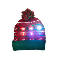 JMSWEATER Berretto Invernale Lavorato a Maglia Personalizzato OEM ODM, Berretto Natalizio con LED Colorati in Acrilico, Design Jacquard