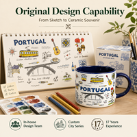 Souvenir touristique de Lisbonne, Portugal, tasse en céramique de 10 oz, design des monuments, pour tasse à café en porcelaine, fabrication sur mesure OEM ODM, vente en gros