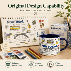 Mug souvenir en céramique de 10 oz avec les monuments de <span class=keywords><strong>Lisbonne</strong></span>, Portugal, tasse à <span class=keywords><strong>café</strong></span> en porcelaine, fabrication sur mesure, vente en gros - Product Image 4