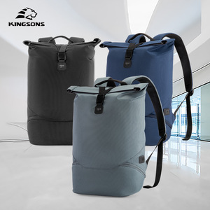 Kingsons <b>Roll</b> <b>Top</b> <b>Backpack</b> 20-35L Waterproof Unisex Casual Outdoor Travel Commuting Laptop Bag Gray Black Blue - Product Image 1