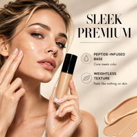 Fond de Teint Liquide Mat Ultra HD Effet Flou Sans Poids Enrichi en Peptides en Bouteille Ronde en Verre Marque Blanche Vente en Gros