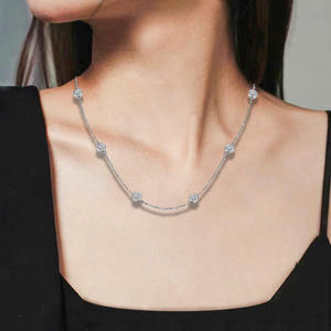 All Fashion High Quality White Gold Rhodium Plated <b>Moissanite</b> Necklace Bracelet Set Trendy Anniversary <b>Jewelry</b> - Product Image 5