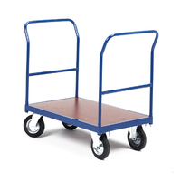 Carretilla de Plataforma de Acero con Recubrimiento en Polvo, Carro de Almacén con Doble Manija, Carretilla para Manejo de Materiales