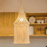 Luminaire suspendu bohème en macramé, abat-jour tissé en tapisserie, lustre à franges en corde de coton, lampe bohème pour chambre à coucher