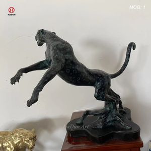 Fusa in bronzo di <span class=keywords><strong>pantera</strong></span> figurina di arte animale regali aziendali di fascia alta uomo decorazione ufficio casa statua di leopardo - Product Image 5