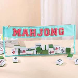 Nueva Bolsa de Cosméticos de Lujo con Bordado Mahjong, Transparente, Impermeable, Portátil, de PVC, con Cierre, Gran Capacidad, para Regalo - Product Image 6
