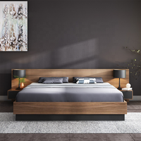 Lit Tatami Moderne et Simple avec Fonction de Rangement, Lit Nordique en MDF E1, Tailles 1.5/1.8m, Lit Double King/Queen Size, Ensemble de Meubles de Chambre