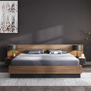 현대 간단한 다다미 침대 스토리지 기능 북유럽 E1 MDF 침대 1.5/1.8m 킹/퀸 사이즈 더블 침대 침실 가구 세트