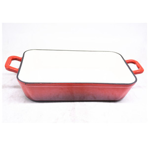 Moule à pain en fonte émaillée de forme rectangulaire de grande taille avec deux poignées - Product Image 3
