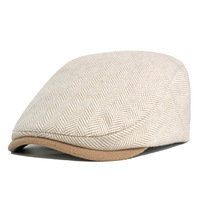 Boina Vintage de Tweed Espigado con Mezcla de Lana para Hombre, Estilo Ivy, Gorra Newsboy con Visera de Pico de Pato