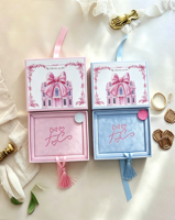 Boîte d'invitation d'anniversaire en velours de luxe, personnalisée avec nom en feuille rose, monogramme, enveloppe, ensemble d'invitations en acrylique pour fête d'anniversaire d'enfants