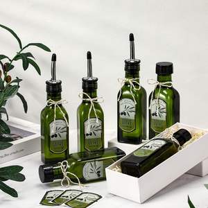 Bottiglia di Vetro <span class=keywords><strong>Verde</strong></span> Quadrata di Alta Qualità per Olio d'Oliva 100 ml, Confezione Personalizzabile, Bottiglia Vuota con Tappo - Product Image 3