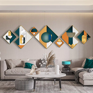 لوحة فنية مؤطرة لتزيين غرفة المعيشة بتصميم شمالي فاخر من الكريستال والبورسلين والزجاج والألومنيوم مع أوراق ذهبية - Product Image 4