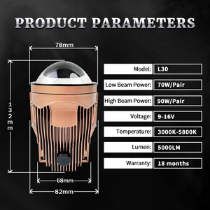 L30 Nouveau projecteur de feux antibrouillard Bi-<span class=keywords><strong>LED</strong></span> doré intégré de 3 pouces 90W, lentille haute luminosité, super pénétration, facile à installer - Product Image 5