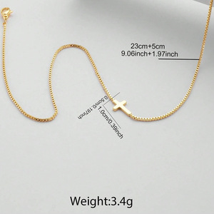 <strong>Stainless</strong> <strong>Steel</strong> Gold Plated Christian Trendy Cross Pendant Necklace with Link Chain Women's Wholesale <strong>Jewelry</strong> - Product Image 2