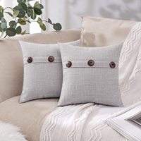 Housse de coussin en lin au style Vintage, taie d'oreiller de ferme à trois boutons, pour canapé-lit