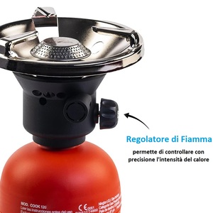 Camping <b>Stove</b> With 190G Cartridge Automatic Piezo Ignition Flame Regulator 14Cm Plate - Product Image 4
