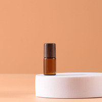 Flacon roll-on en verre ambré anti-UV 1ml 2ml 3ml 5ml avec couvercle imitation bois, étanche, pour huiles essentielles