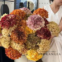 Hortensias artificiels en soie aux couleurs d'automne, effet brûlé, pour arrangements floraux vintage, accessoires de photographie et décoration de salon