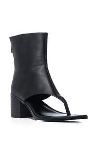 2024 Sandalias de tacón alto para <span class=keywords><strong>mujer</strong></span>, Sandalias de tacón alto con punta abierta, sandalias de Tanga de tacón grueso en Botines negros - Product Image 4