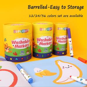 Suministros escolares de punta fina, rotuladores de dibujo lavables de borrado en seco seguro, juegos de papelería para colorear para niños, 12/24/36 colores - Product Image 2