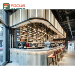 Vitrina Moderna para Café, Panel de Vidrio Alto, Gabinete de Exhibición para Cafetería en Roble Blanco - Product Image 3