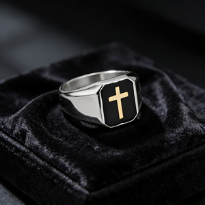 Fashionable Finger Jewelry Cross with <b>Black</b> Oil for Party Gifts Fine Cross-border <b>Titanium</b> <b>Ring</b> - Product Image 5
