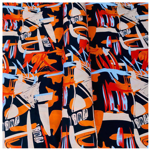 Nigéria conception qualité Vintage crêpe matériaux 120GSM Super doux imprimé Polyester Spandex tissu pour robes - Product Image 4