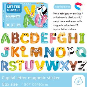 Juguete educativo para niños, <span class=keywords><strong>pizarra</strong></span> magnética temprana, pegatinas para nevera, rompecabezas, 26 letras en inglés, <span class=keywords><strong>animales</strong></span> para inteligencia - Product Image 3