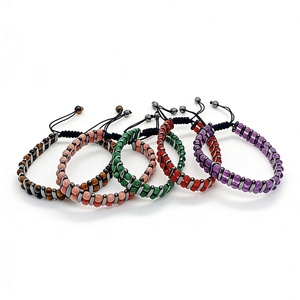 Bracelet tressé bohème 4 mm double couche en pierre naturelle œil de tigre, calcédoine noire et ambre, fait main, idéal comme cadeau - Product Image 4