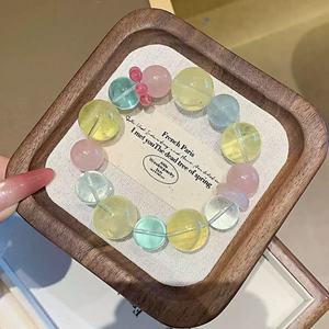 Pulsera de Cuentas de Cristal Rosa y <span class=keywords><strong>Aguamarina</strong></span> Curativa de Feng Shui, Hecha a Mano con Creatividad Natural, para Regalos del Día del Padre - Product Image 1
