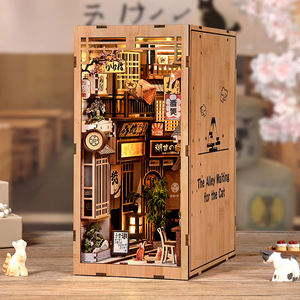 Callejón Japonés Tradicional, Mini Casa de Muñecas, Rincón de Lectura, Rompecabezas 3D de Madera con Decoración de Gato y Linterna - Product Image 4