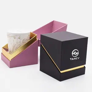 Customized luxury packaging rigid paper round tube candle box perfume aromatherapy packaging gift box case