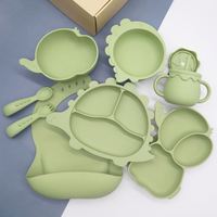 Melikey usine OEM vaisselle pour enfants sans BPA dinosaure dessin animé Animal Silicone assiette d'alimentation pour bébé ensemble de sevrage pour bébé